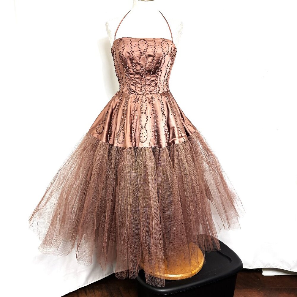 Vintage 50’s Prom Evening Formal Tea Length Dress Collectible